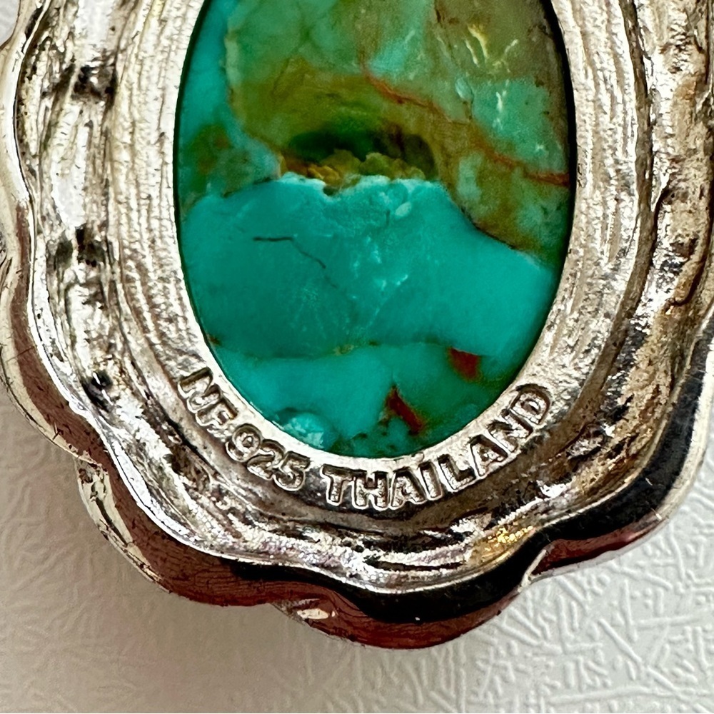 Silver and Turquoise Western Style Pendant - Picture 3 of 7